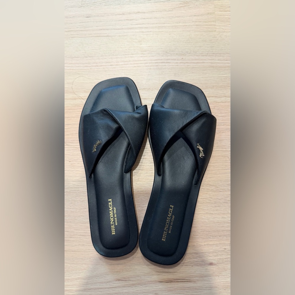Bruno Magli Black Leather Sandals